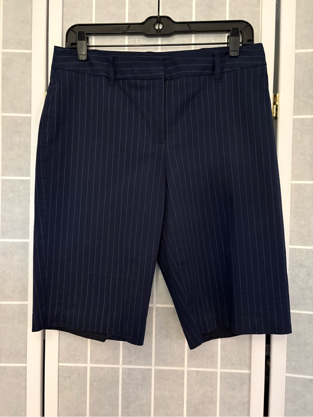 Charter Club Allison Fit Navy Pinstripe Bermuda Shorts